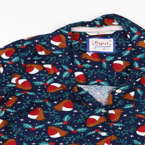 TU Womens Multicoloured Animal Print   Pyjama Top Size 10  - Robin Print Christmas