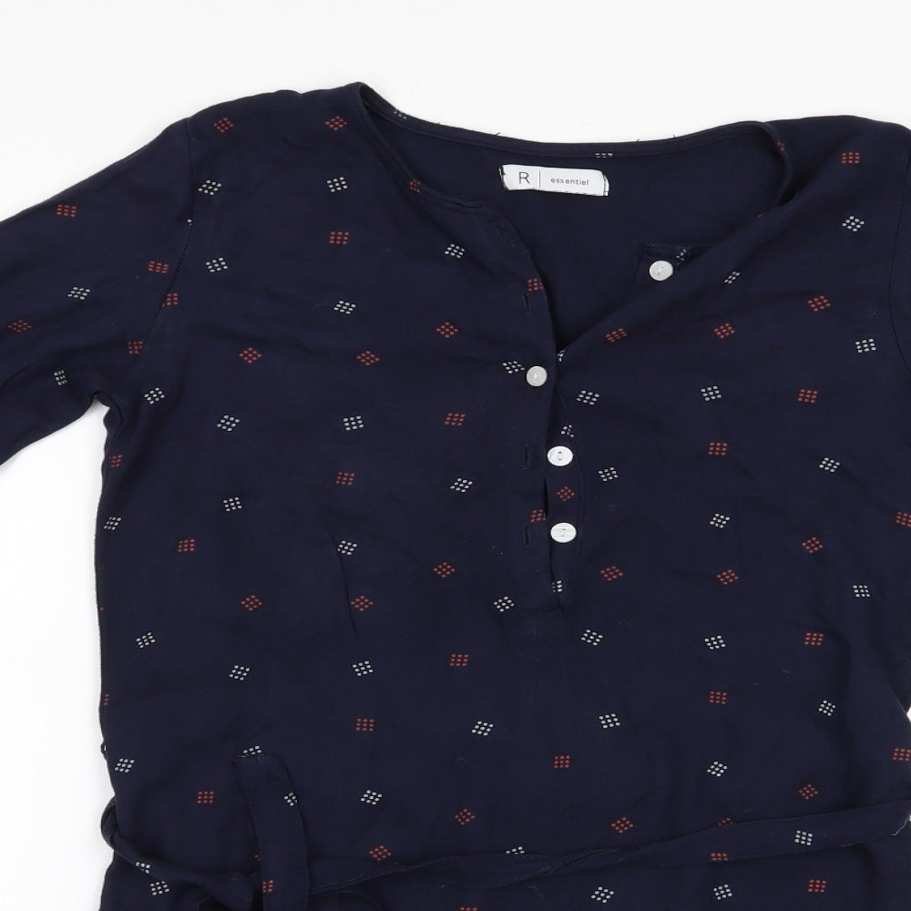 La Redoute  Girls Blue Geometric  Shirt Dress  Size 10 Years