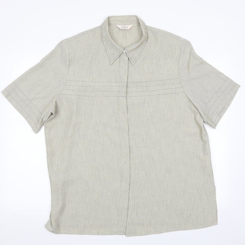 ELVI Mens Beige Striped   Button-Up Size XL