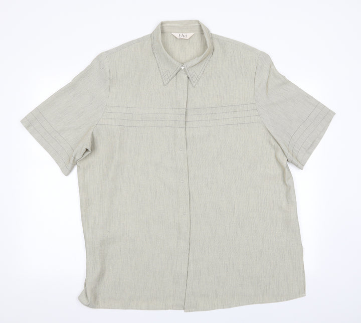 ELVI Mens Beige Striped Button-Up Size XL