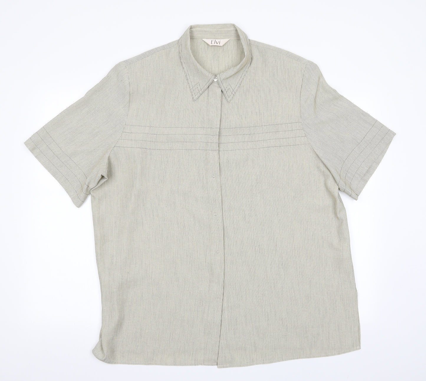ELVI Mens Beige Striped   Button-Up Size XL
