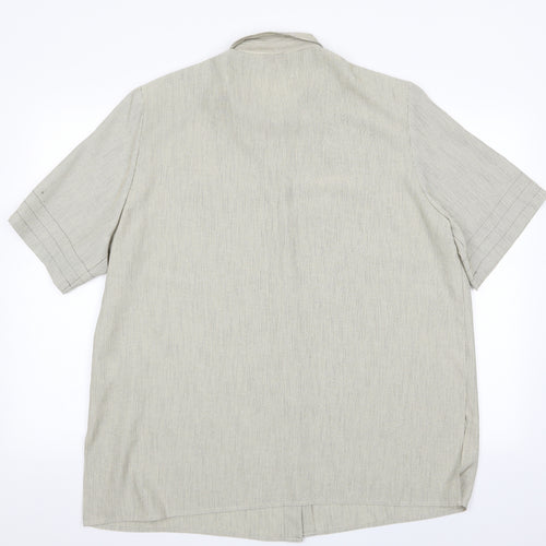 ELVI Mens Beige Striped   Button-Up Size XL