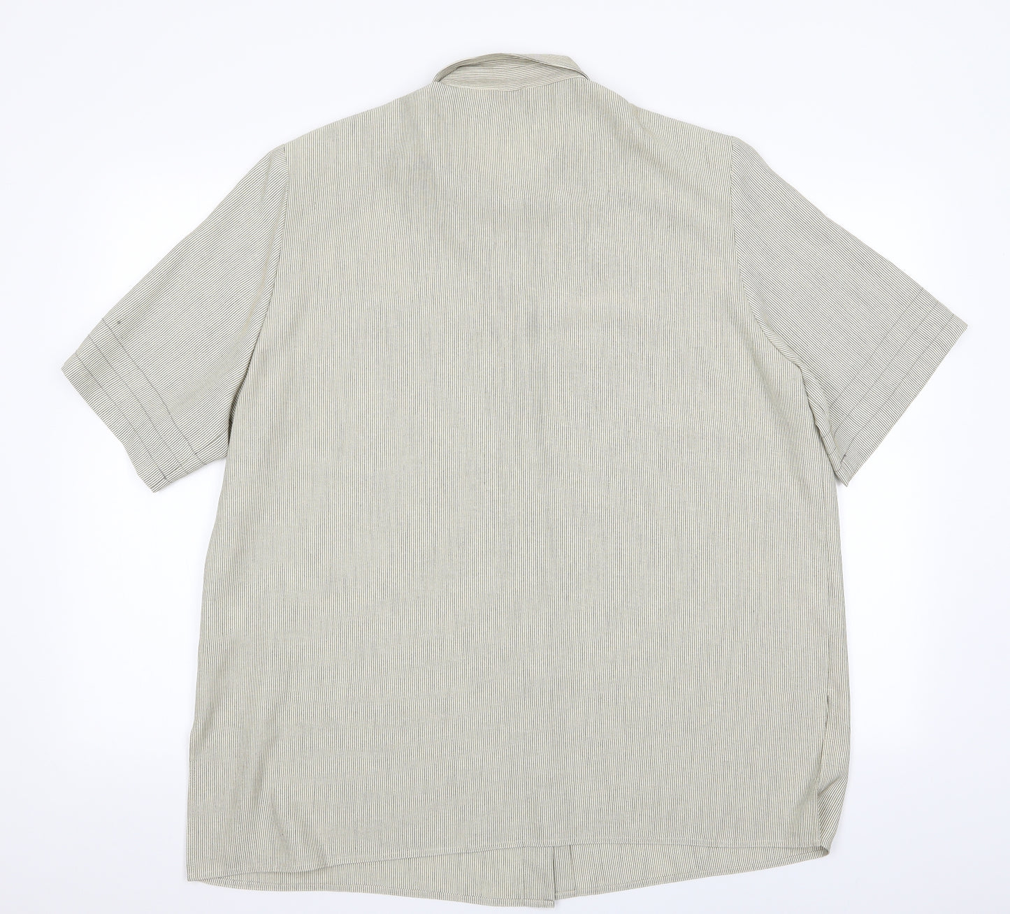 ELVI Mens Beige Striped   Button-Up Size XL