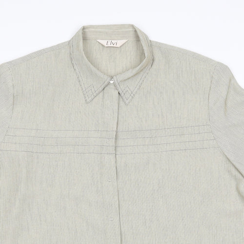 ELVI Mens Beige Striped   Button-Up Size XL