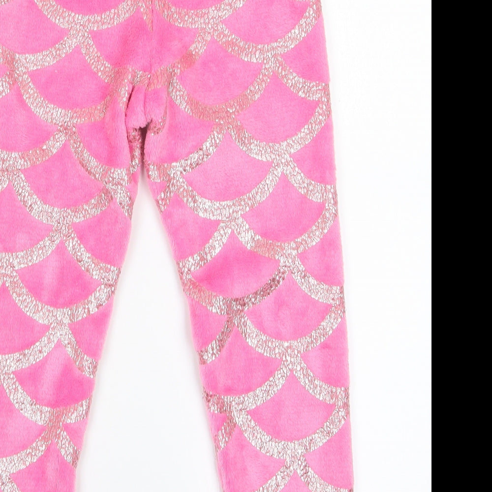 Preworn Girls Pink Geometric   Pyjama Pants Size 7 Years