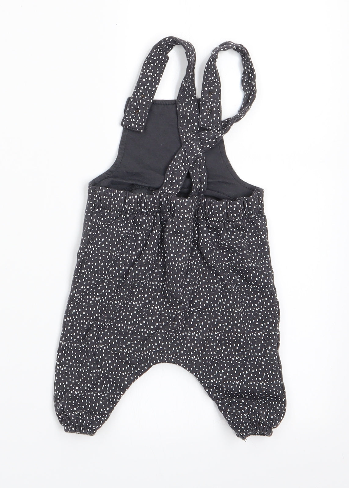 NEXT Girls Grey Polka Dot  Dungaree One-Piece Size 0-3 Months  - Cat Face
