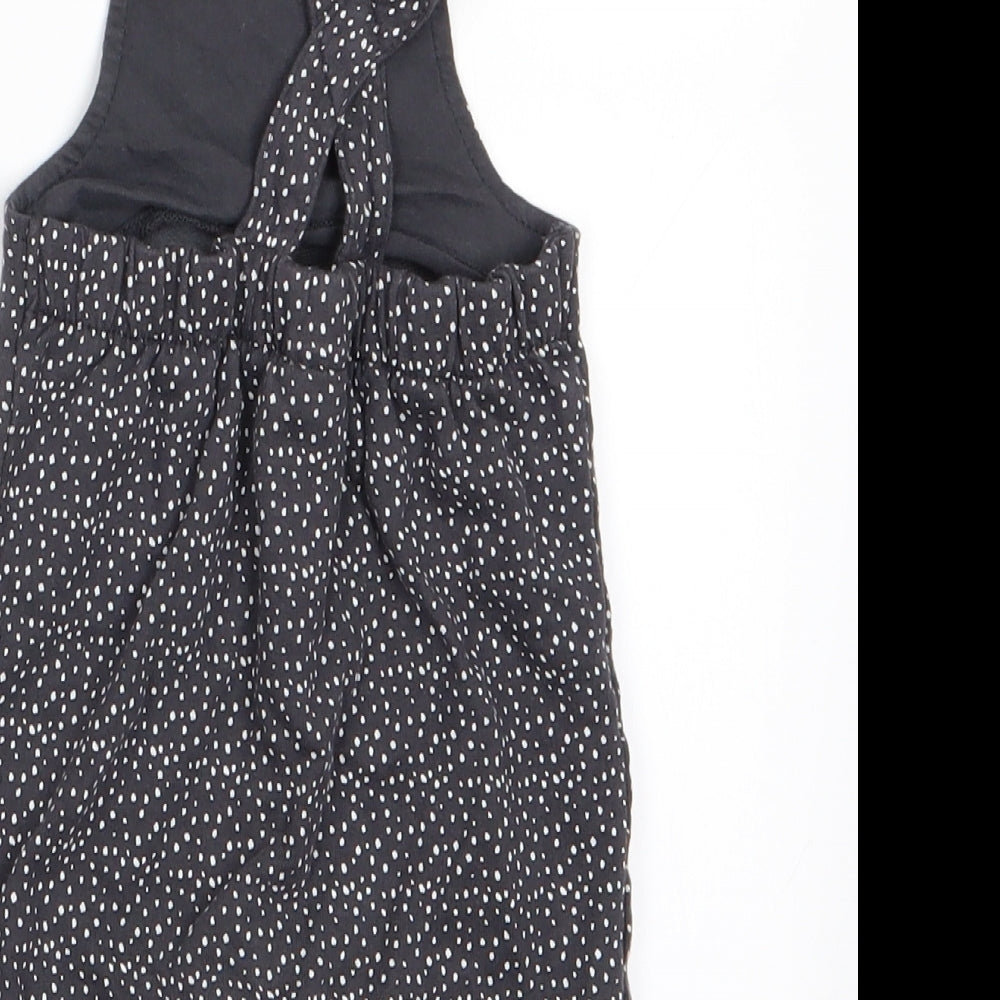 NEXT Girls Grey Polka Dot  Dungaree One-Piece Size 0-3 Months  - Cat Face