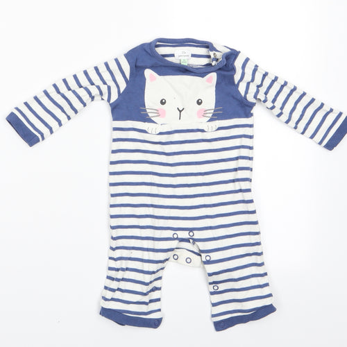 John Lewis Boys Blue Animal Print  Romper One-Piece Size 3-6 Months  - Cat Face