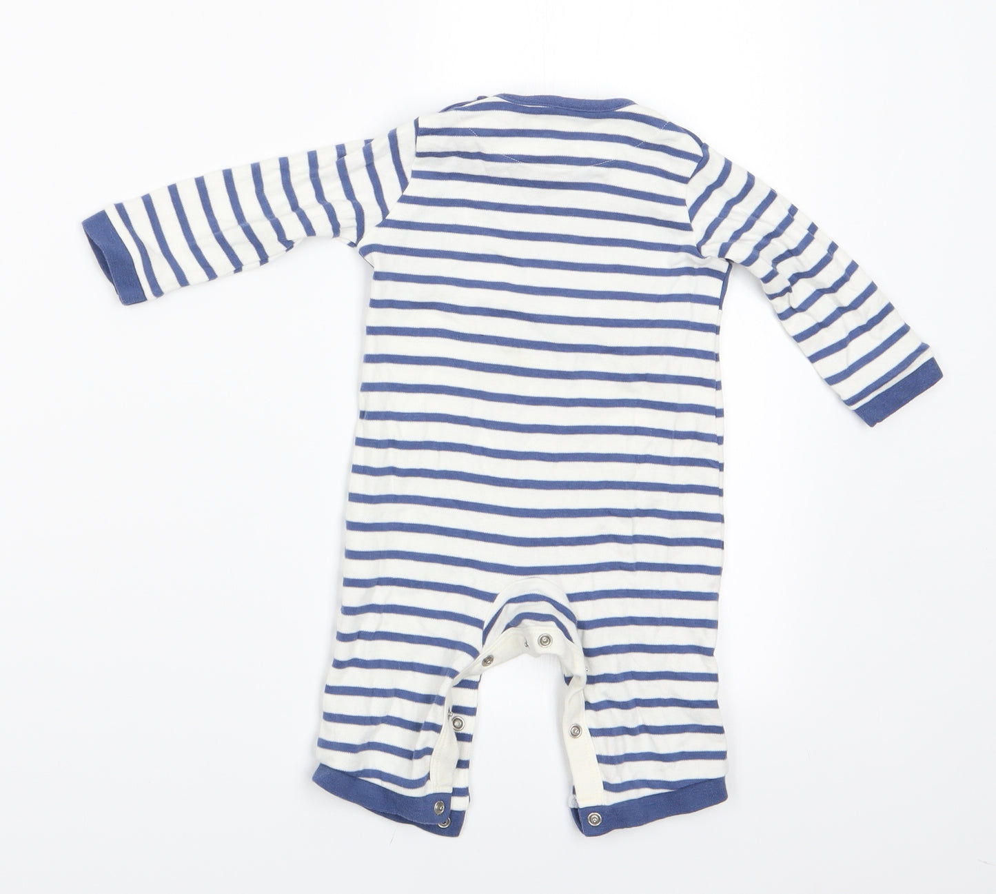 John Lewis Boys Blue Animal Print  Romper One-Piece Size 3-6 Months  - Cat Face