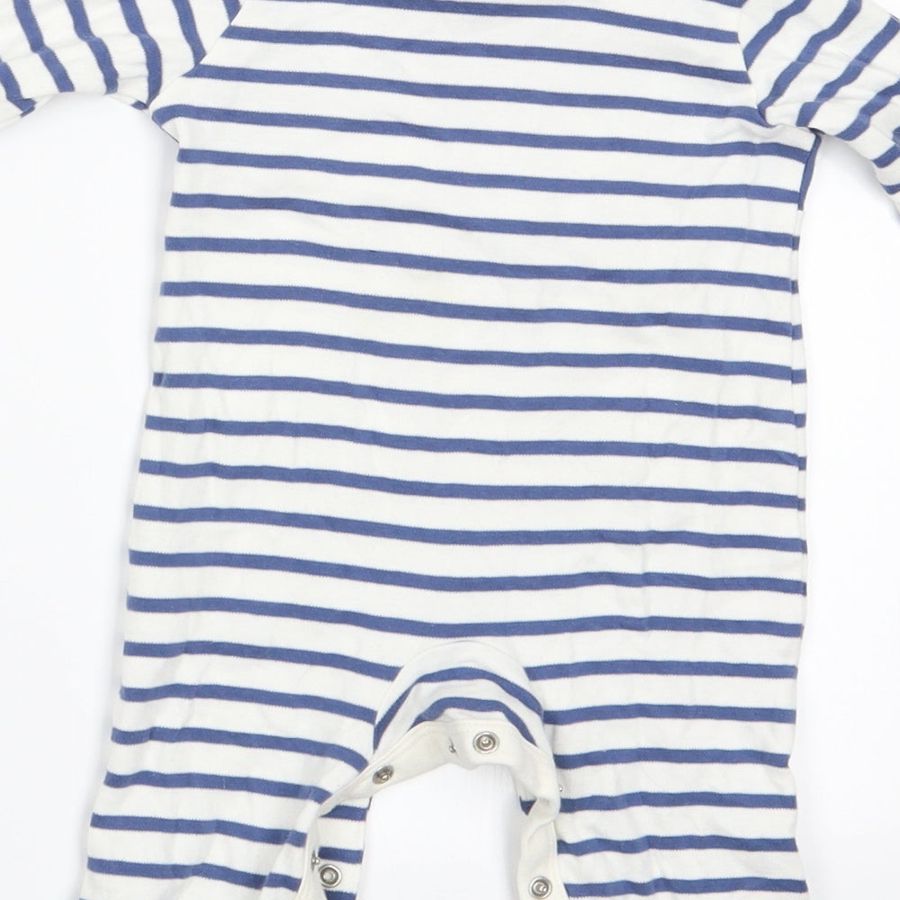 John Lewis Boys Blue Animal Print  Romper One-Piece Size 3-6 Months  - Cat Face