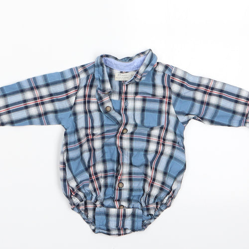 ZY Boys Blue Check  Romper One-Piece