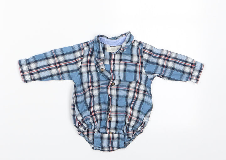 ZY Boys Blue Check  Romper One-Piece