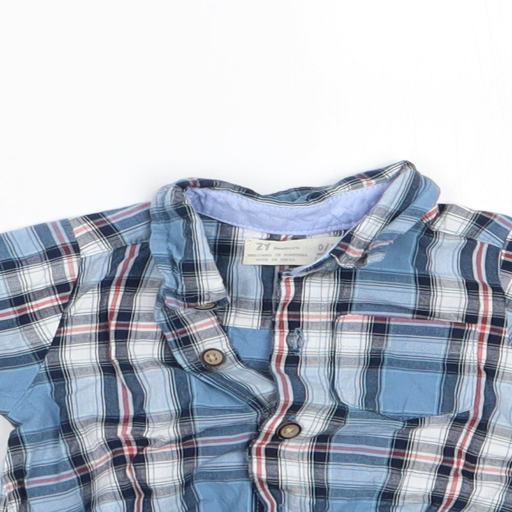 ZY Boys Blue Check  Romper One-Piece
