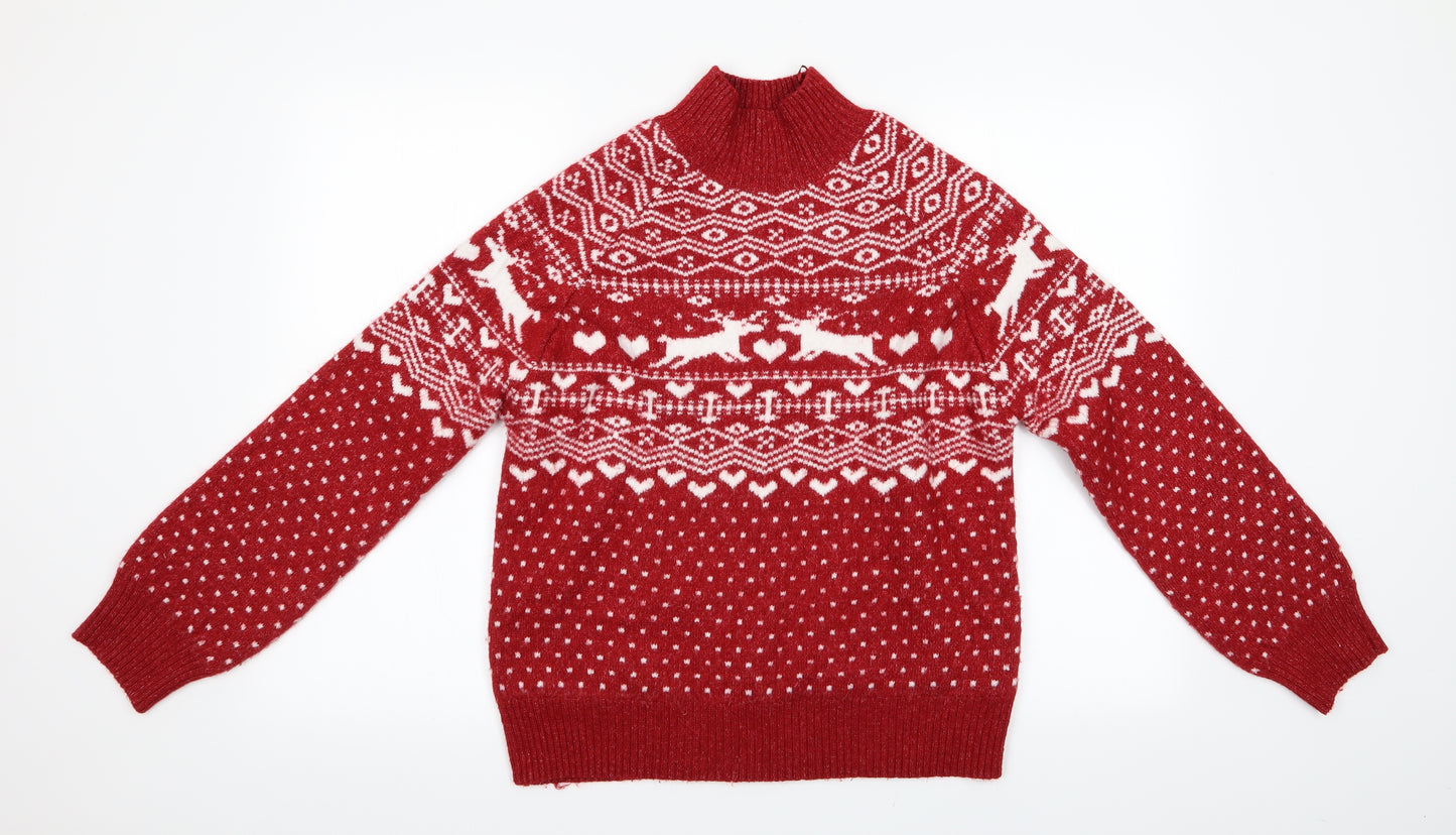 Florence and Fre Womens Red Animal Print  Pullover Jumper Size 14  - Christmas Jumper