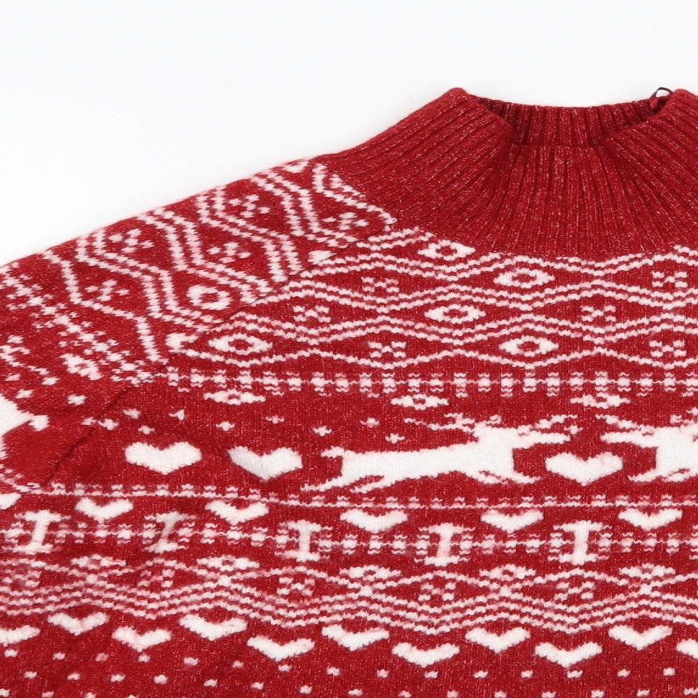 Florence and Fre Womens Red Animal Print  Pullover Jumper Size 14  - Christmas Jumper