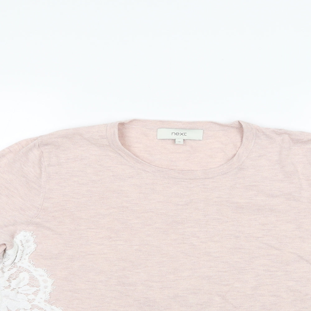 NEXT Womens Pink   Pullover Jumper Size 14  - Lace Sides