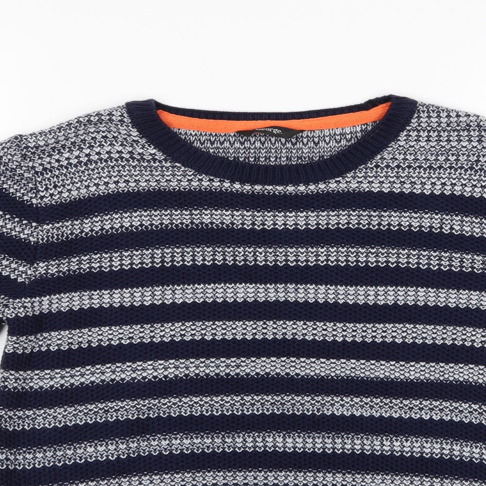 George Boys Blue Striped  Pullover Jumper Size 10-11 Years