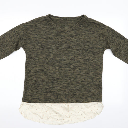 Marks Womens Green Floral  Pullover Jumper Size 10  - Shirt Style Hem
