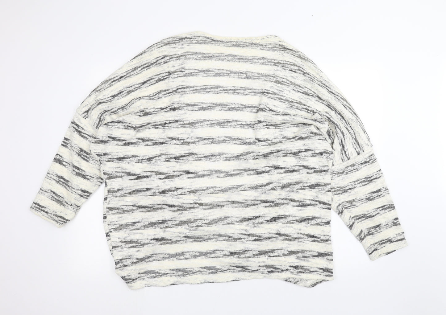 Atmosphere Womens White Striped  Cardigan Jumper Size L