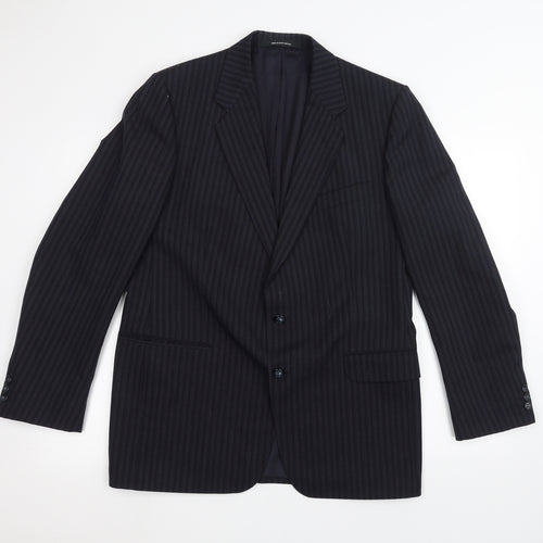 Preworn Mens Black Striped  Jacket Suit Jacket Size 42