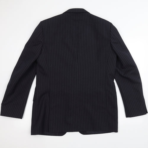 Preworn Mens Black Striped  Jacket Suit Jacket Size 42