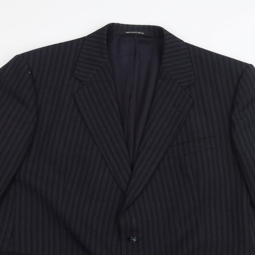 Preworn Mens Black Striped  Jacket Suit Jacket Size 42