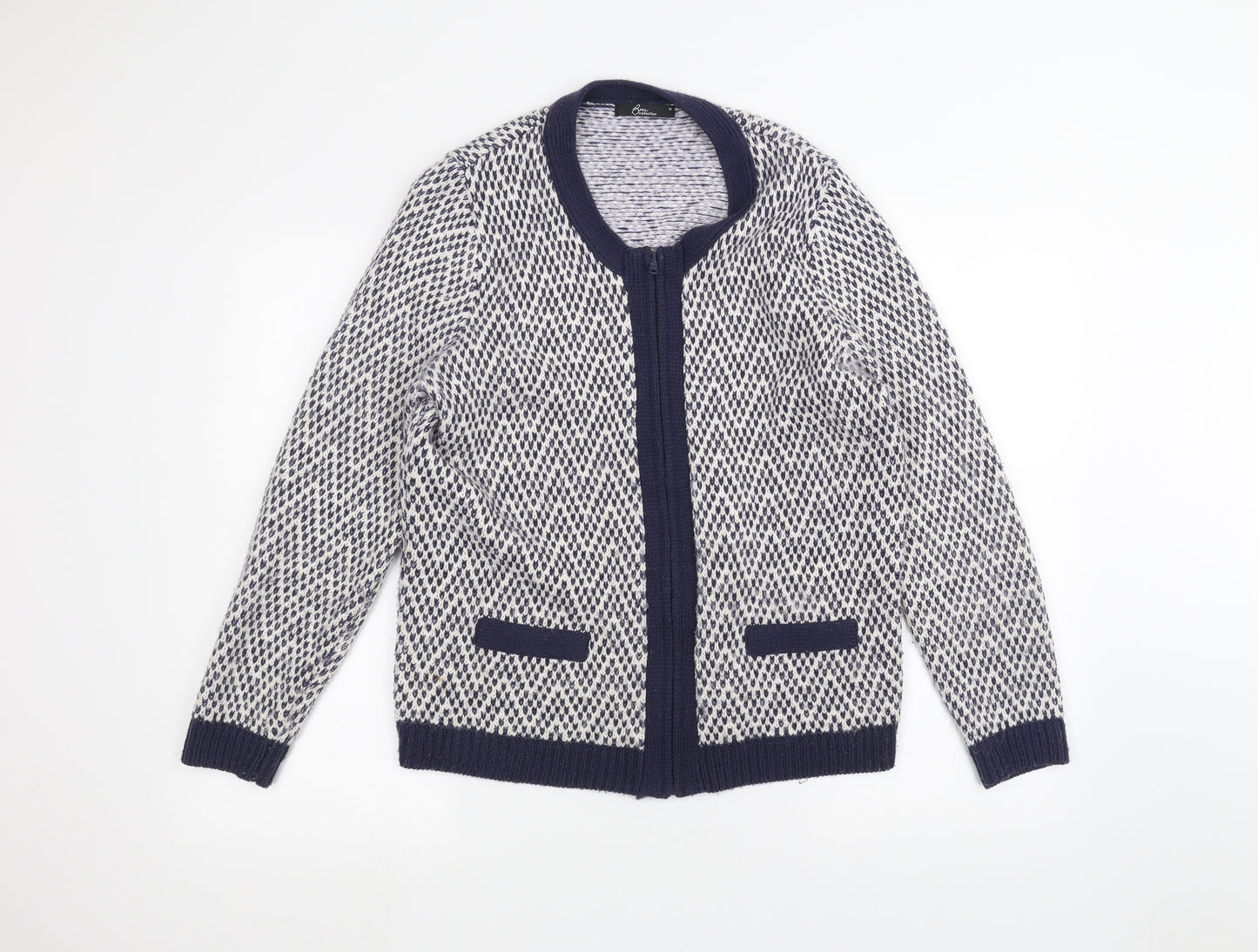 BM Womens White   Full Zip Jumper Size M