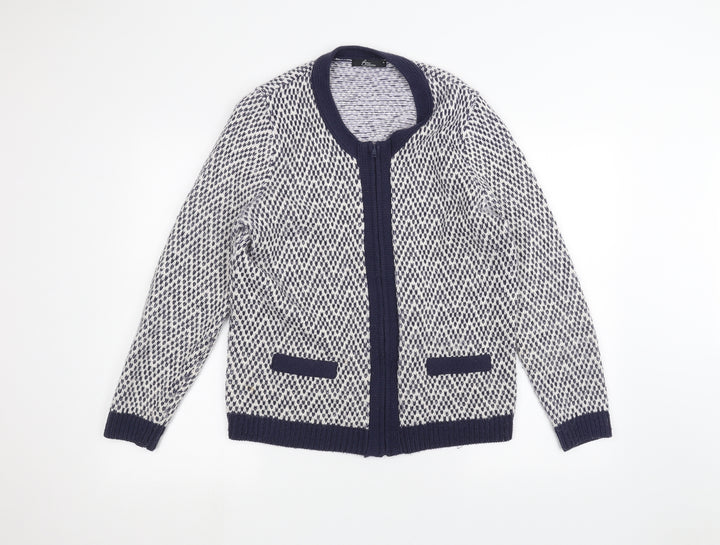 BM Womens White   Full Zip Jumper Size M