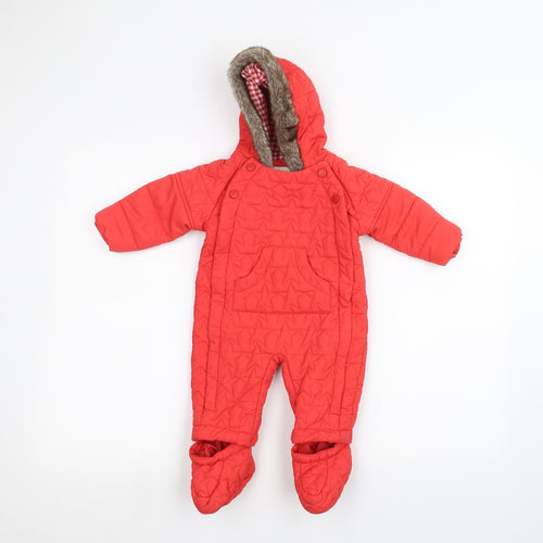 Marks and Spencer Boys Orange   Basic Coat Snowsuit Size 3-6 Months