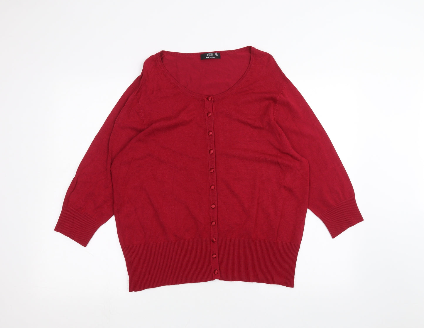 Marks and Spencer Womens Red   Cardigan Jumper Size 20