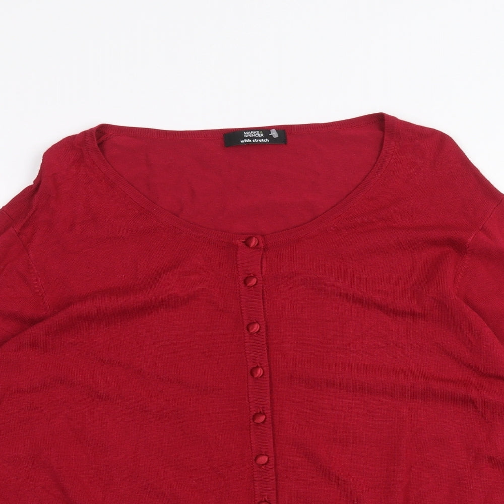 Marks and Spencer Womens Red   Cardigan Jumper Size 20