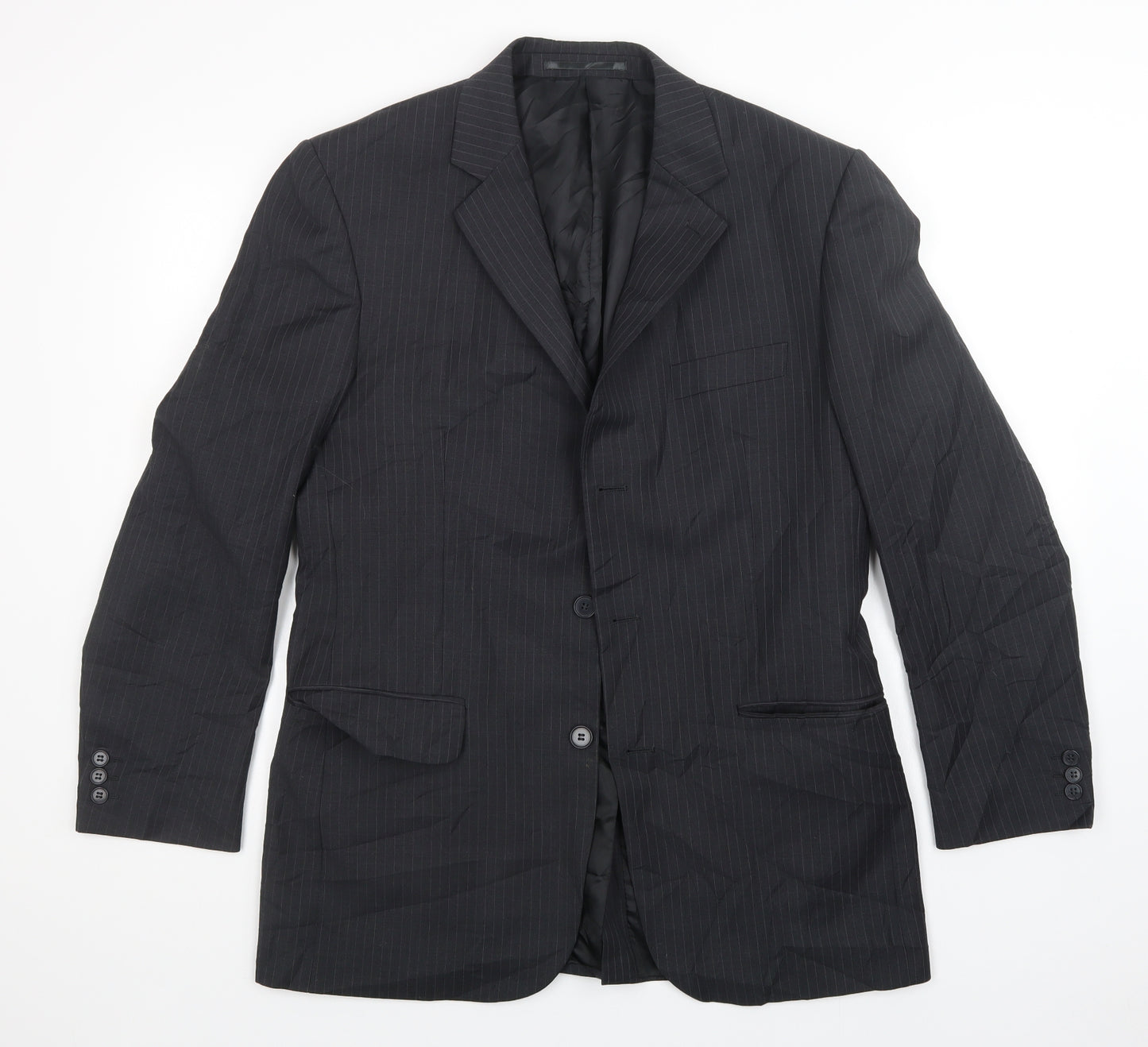 Preworn Mens Black Striped  Jacket Blazer