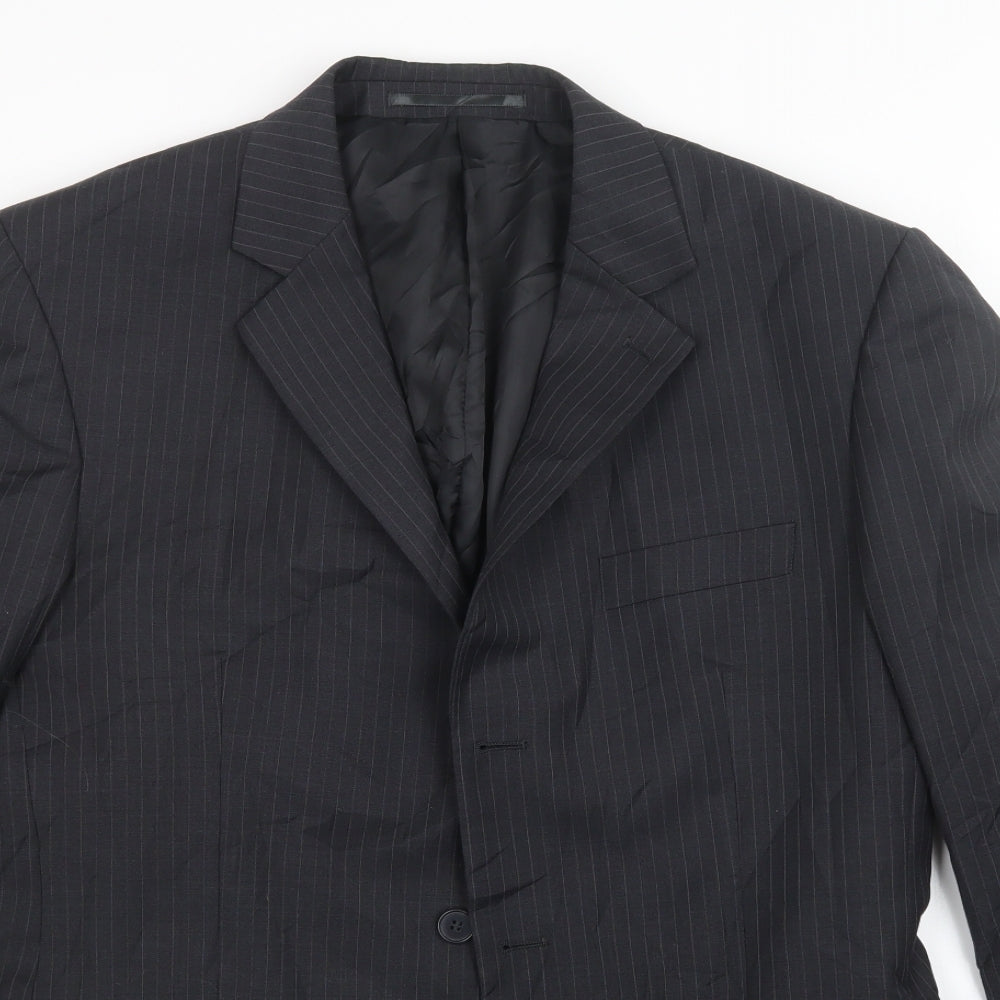 Preworn Mens Black Striped  Jacket Blazer