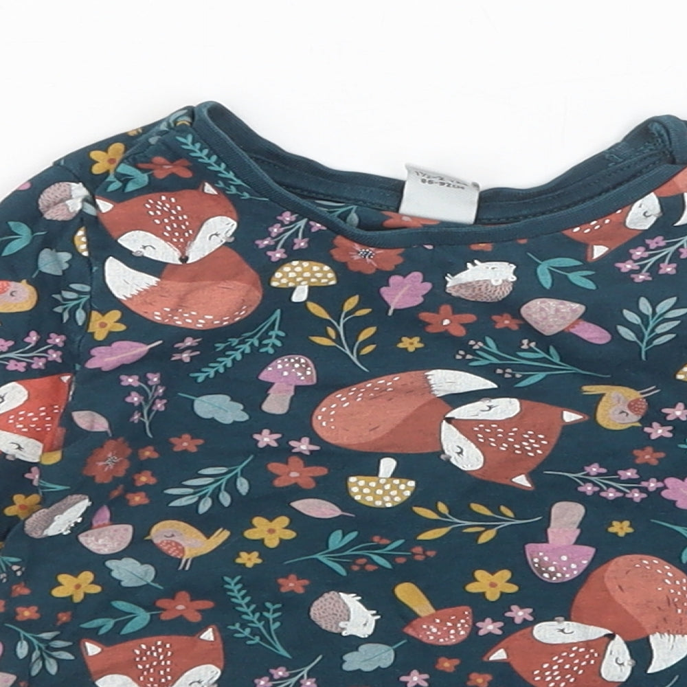 TU Girls Green Floral  Basic T-Shirt Size 18-24 Months