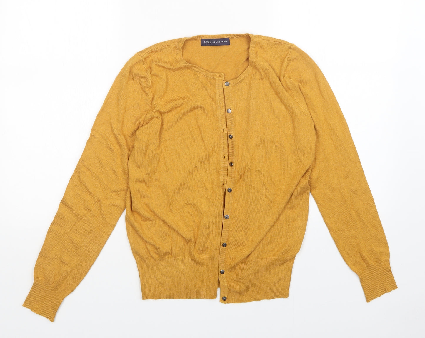 M&S Womens Yellow   Cardigan Jumper Size 12