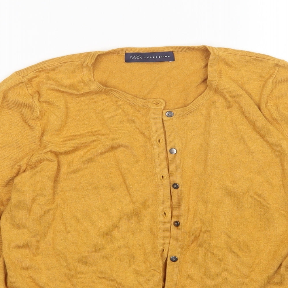 M&S Womens Yellow   Cardigan Jumper Size 12