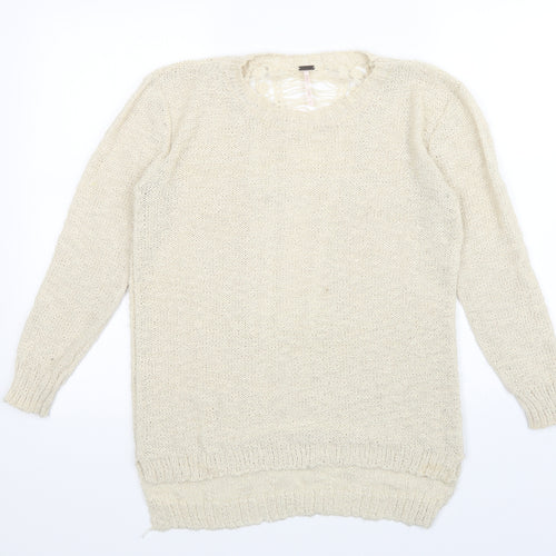 Poof Womens Beige   Pullover Jumper Size S