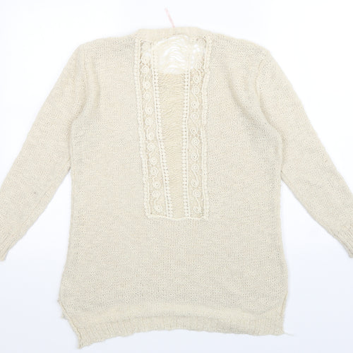 Poof Womens Beige   Pullover Jumper Size S