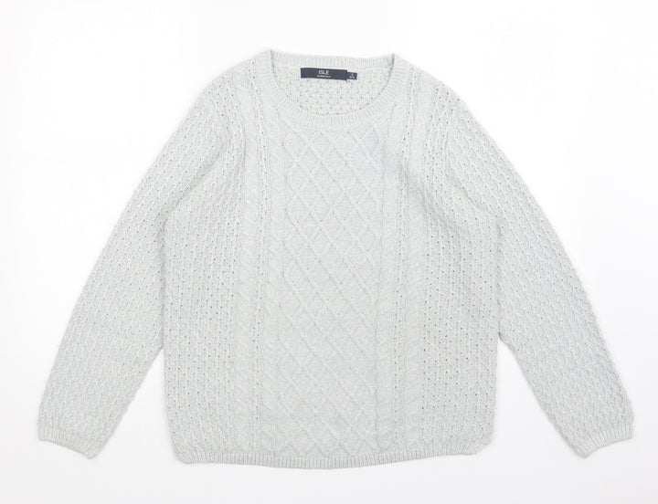 Isle Womens Grey Pullover Jumper Size S