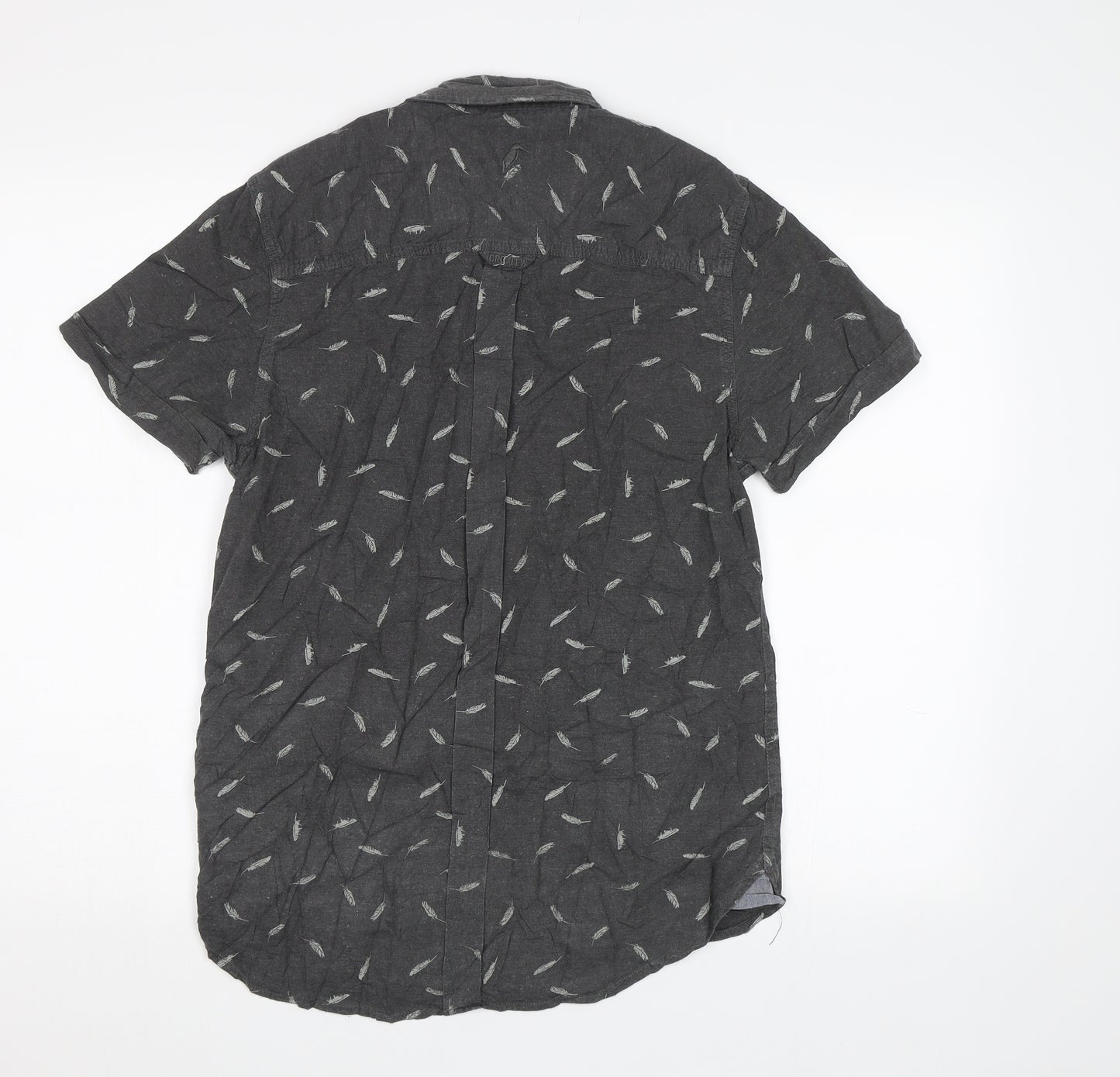 Croxley Mens Grey    Button-Up Size S  - Feather Print