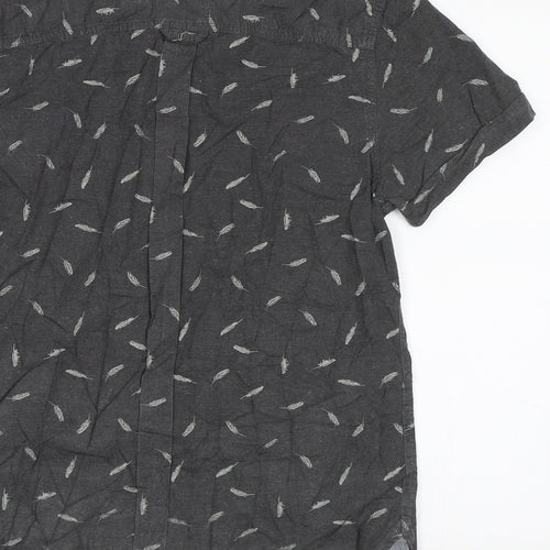 Croxley Mens Grey    Button-Up Size S  - Feather Print