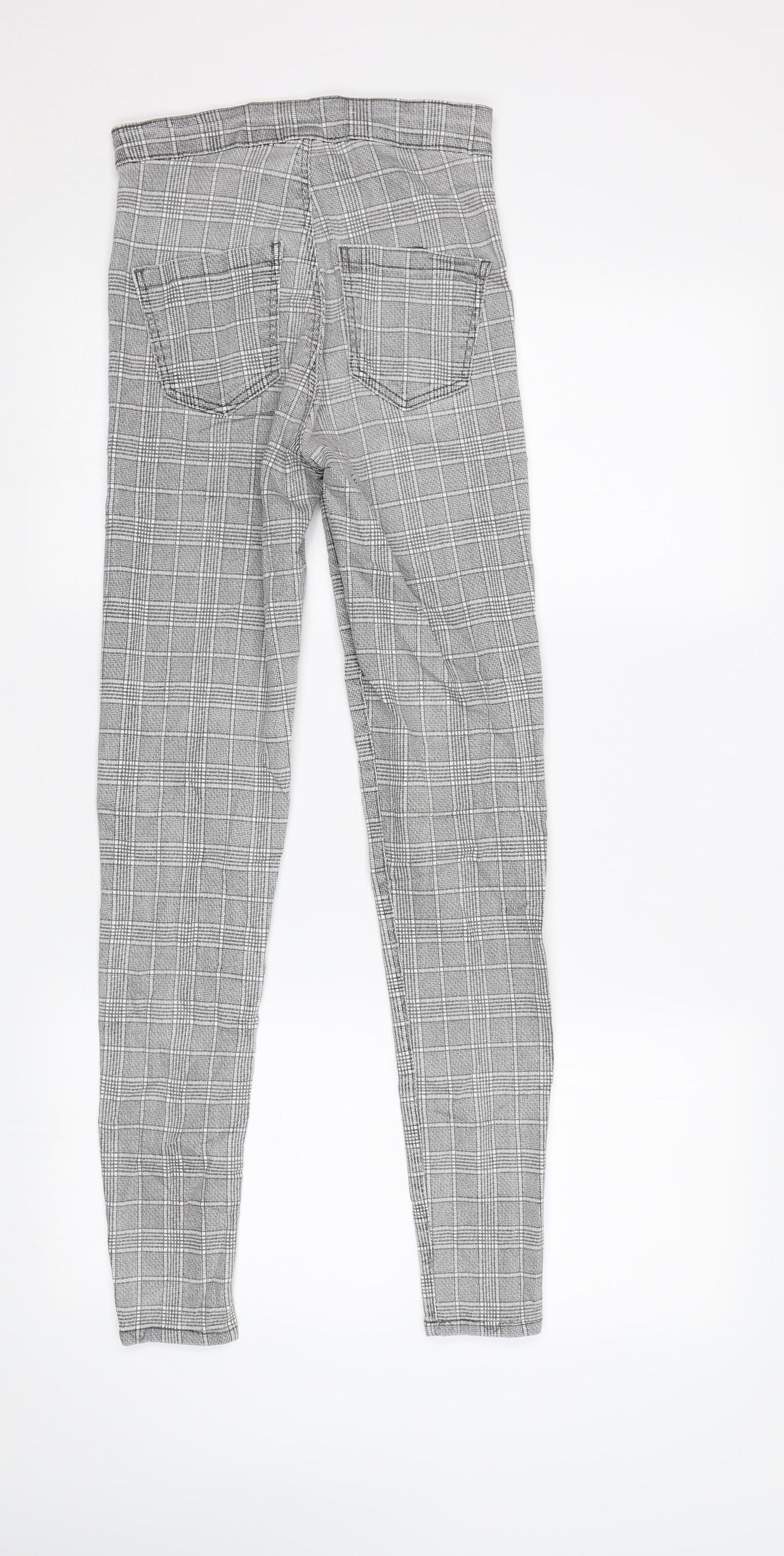 Topshop Womens Grey Check  Skinny Jeans Size 8 L32 in