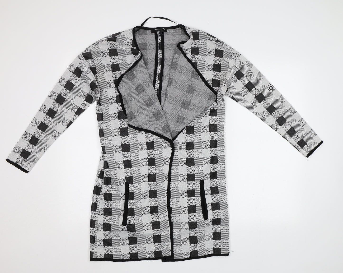 Primark Womens Grey Check  Cardigan Jumper Size 8