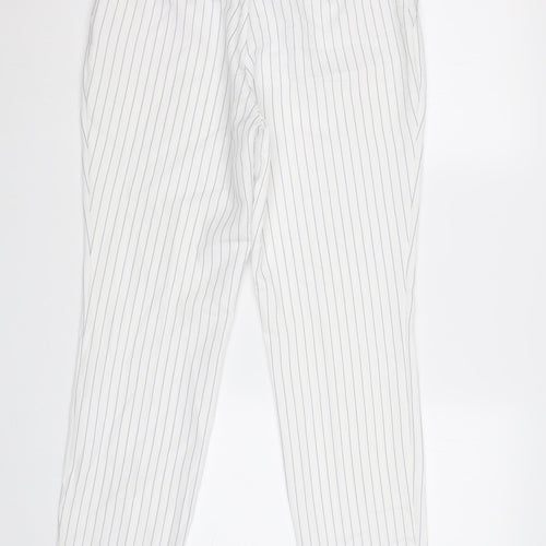Primark Womens White Striped  Trousers  Size 10 L28 in