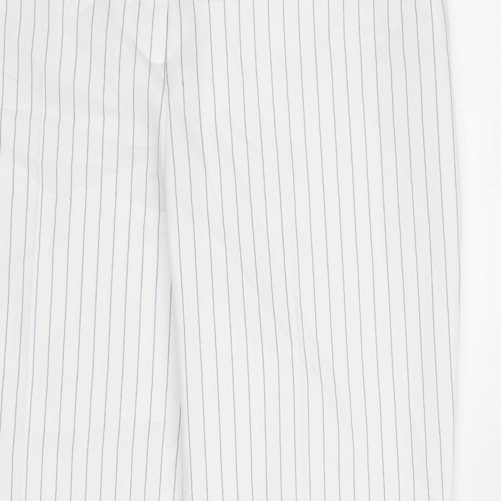 Primark Womens White Striped  Trousers  Size 10 L28 in