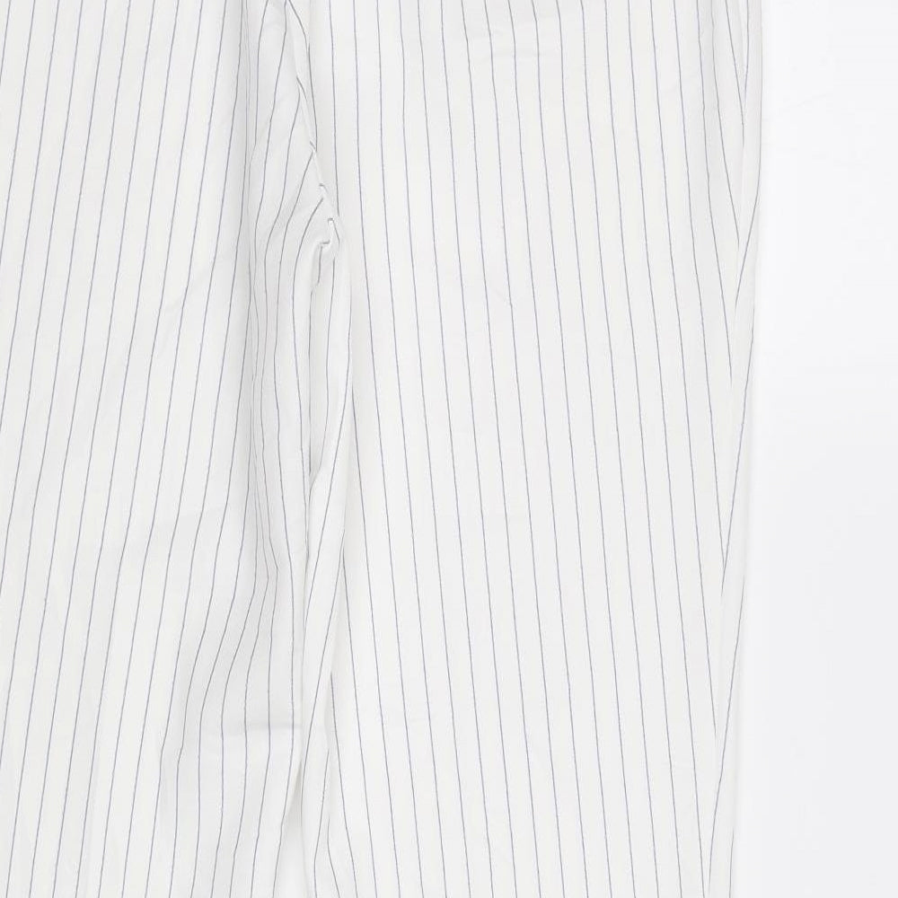 Primark Womens White Striped  Trousers  Size 10 L28 in