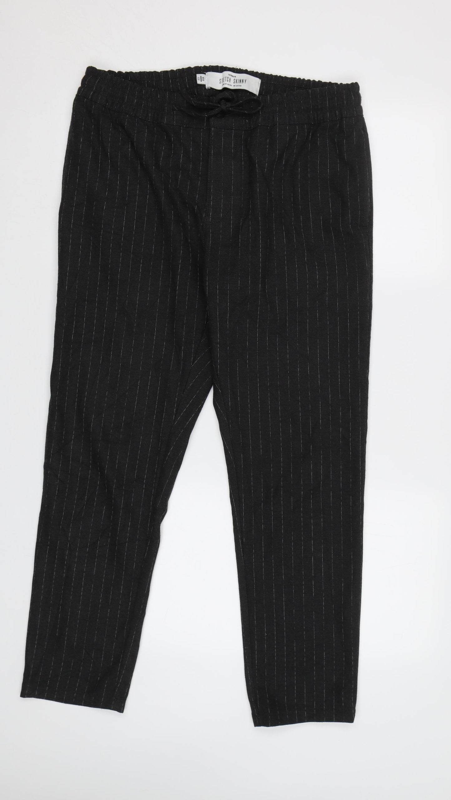 Topman Mens Grey Striped  Trousers  Size 32 L32 in