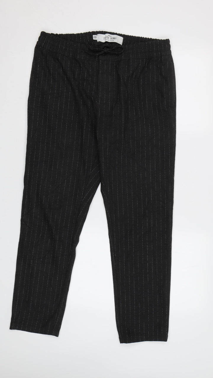 Topman Mens Grey Striped  Trousers  Size 32 L32 in
