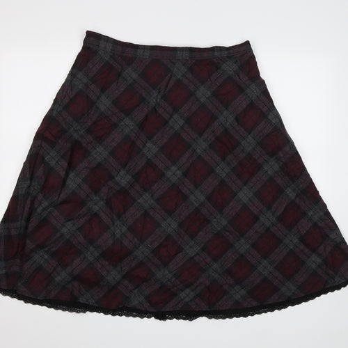 Preworn Womens Purple Check  A-Line Skirt Size 14