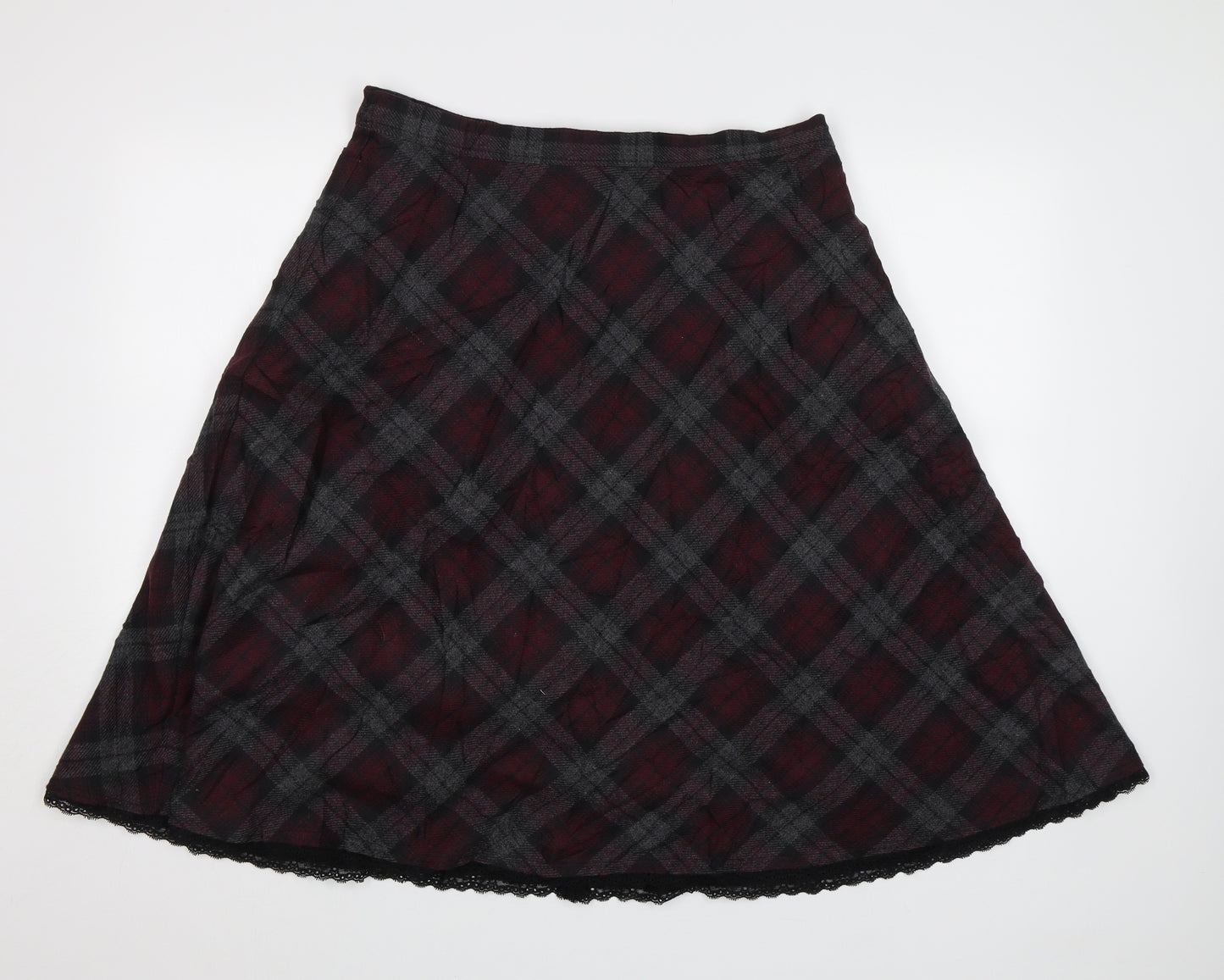 Preworn Womens Purple Check  A-Line Skirt Size 14